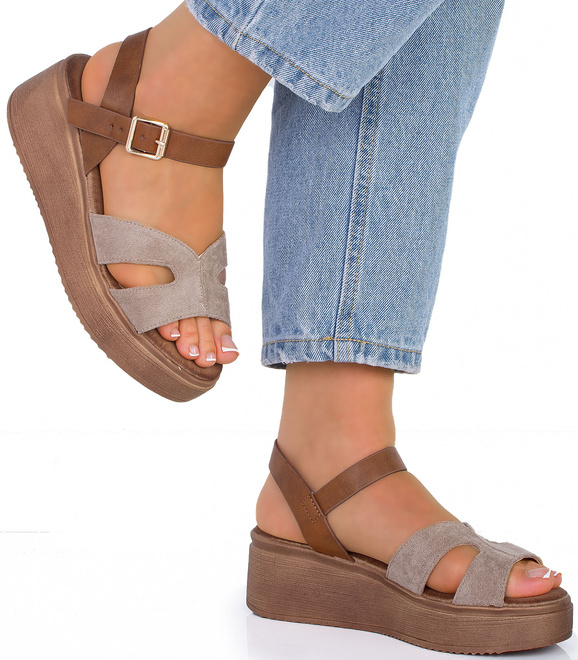 BEŻOWE SANDAŁY ESPADRYLE DAMSKIE NA PLATFORMIE JORMA 2