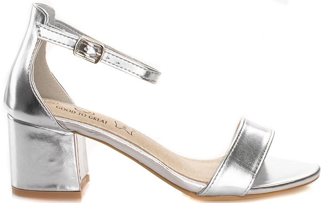 SREBRNE SKÓRZANE SANDAŁY NA SŁUPKU JONAS 1