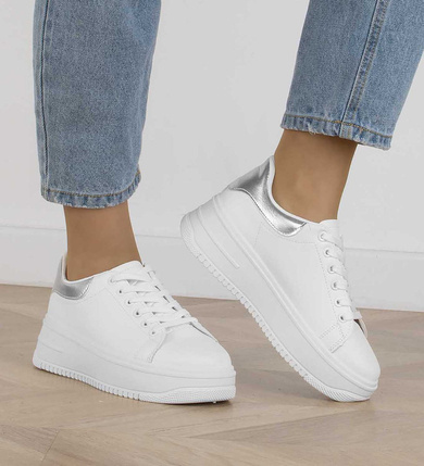 BIAŁE TRAMPKI SNEAKERSY SPORTOWE NA PLATFORMIE MALTA