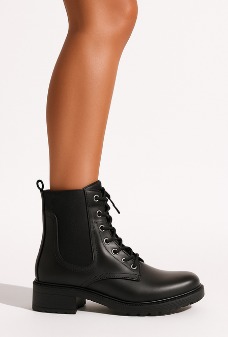 CZARNE SKÓRZANE BOTKI DAMSKIE OCIEPLANE TRAPERY GLANY LESIDA 2