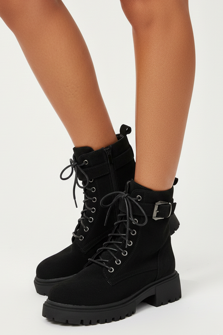 DAMSKIE CZARNE ZAMSZOWE BOTKI TRAPERY OCIEPLANE EVELORA