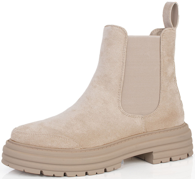 DAMSKIE BEŻOWE ZAMSZOWE BOTKI WSUWANE SZTYBLETY FALL 4