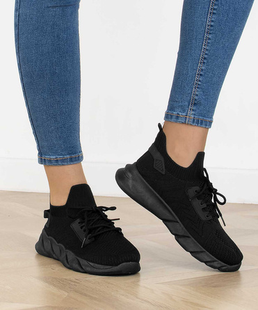 CZARNE BUTY SPORTOWE SNEAKERSY WSUWANE MINGI