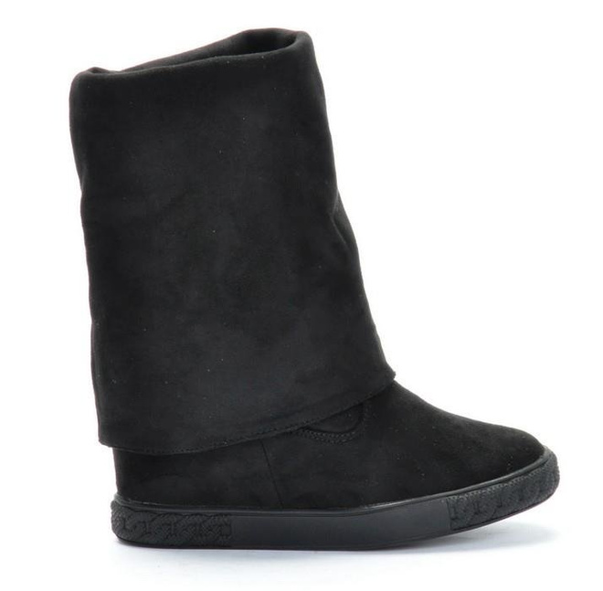 CZARNE ZAMSZOWE KOZAKI NA KOTURNIE MARGITA 5