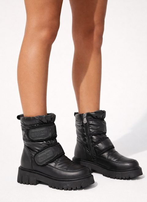 CZARNE ŚNIEGOWCE BOTKI OCIEPLANE NA PLATFORMIE