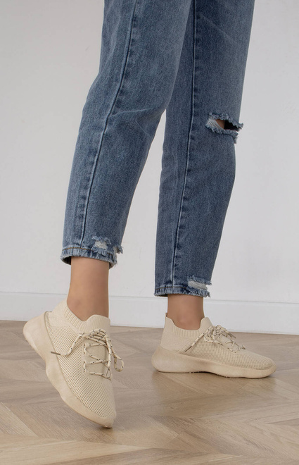 BEŻOWE DAMSKIE SNEAKERSY SPORTOWE TRAMPKI KAMALI 5