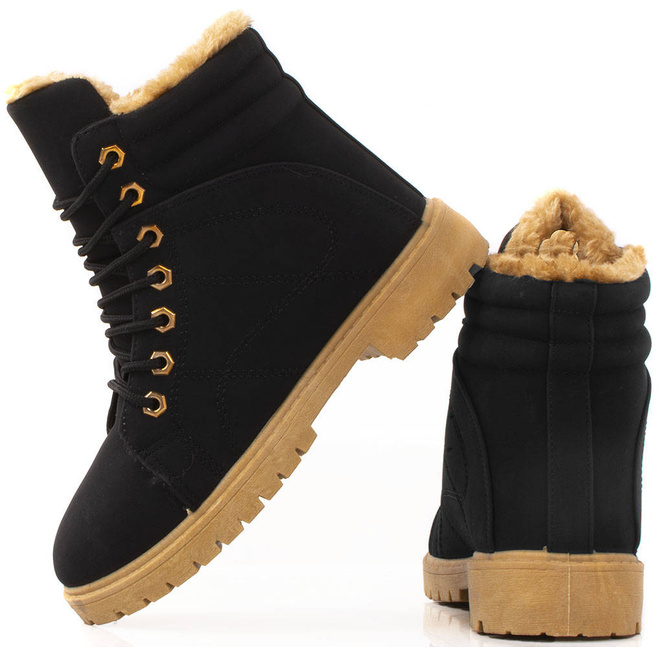 CZARNE OCIEPLANE TRAPERKI BOTKI TIMBERKI RENDI 3