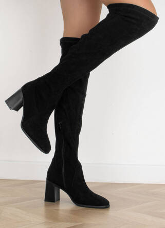 CZARNE ZAMSZOWE KOZAKI NA SŁUPKU ABIGAIL