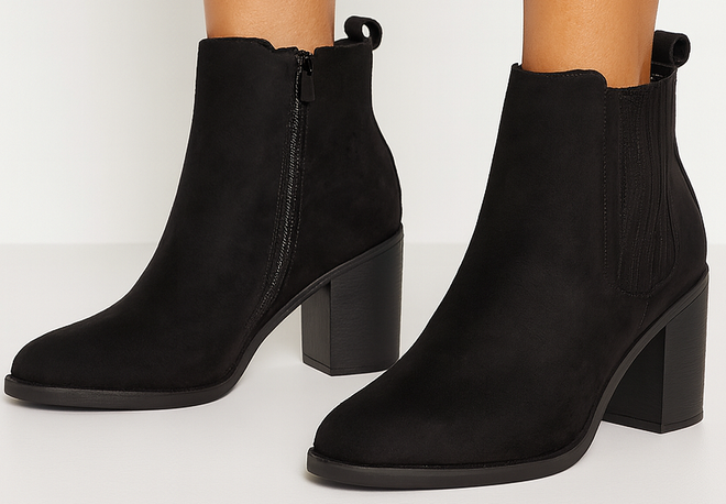 CZARNE DAMSKIE BOTKI NA SŁUPKU ZAMSZOWE OCIEPLANE TOGO 4