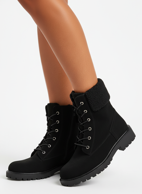 DAMSKIE CZARNE ZAMSZOWE BOTKI TRAPERY OCIEPLANE HARISE 5