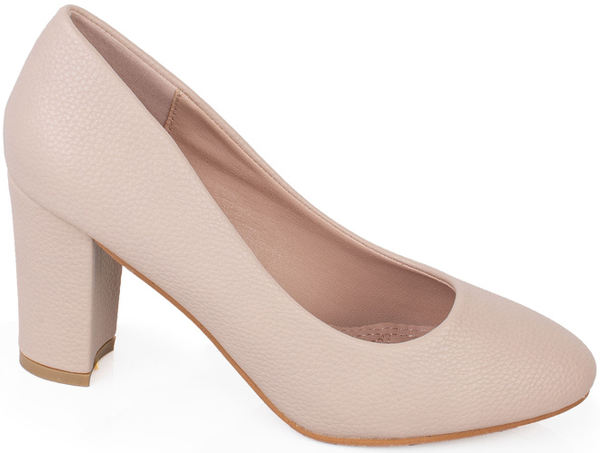 DAMSKIE CZÓŁENKA BEŻOWE KLASYCZNE NA SŁUPKU ARIELA 1