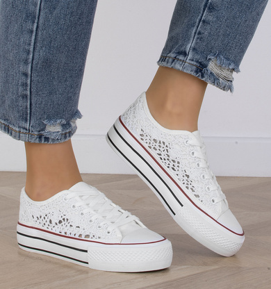 BIAŁE TENISÓWKI AŻUROWE SZNUROWANE GABRIELLA