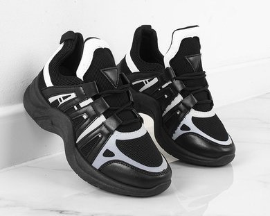 CZARNE SNEAKERSY NA GRUBEJ PODESZWIE OLINES