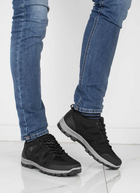 CZARNE MĘSKIE OCIEPLANE BUTY TREKKINGOWE 5