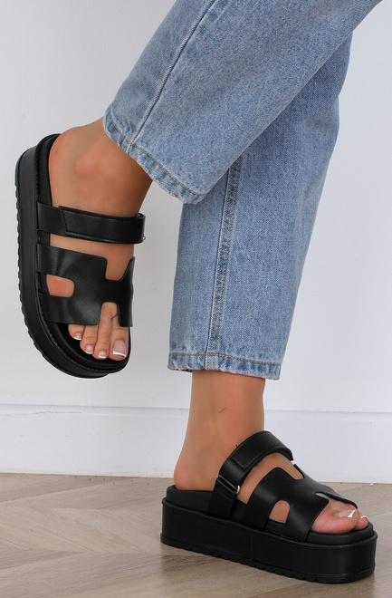 CZARNE DAMSKIE KLAPKI ELEGANCKIE PASKI MORA