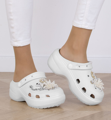 BIAŁE KLAPKI CHODAKI PIANKOWE NA PLATFORMIE JOLLY