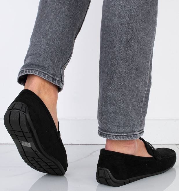 CZARNE MOKASYNY MĘSKIE PÓŁBUTY ZAMSZOWE 6