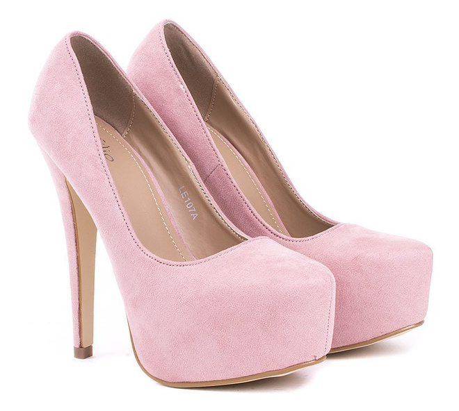 RÓŻOWE ZAMSZOWE SZPILKI NA PLATFORMIE INFILIO