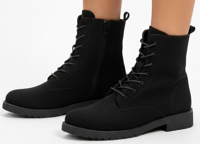 DAMSKIE CZARNE ZAMSZOWE BOTKI TRAPERY OCIEPLANE 4