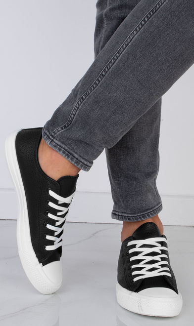 CZARNE SZNUROWANE TRAMPKI TENISÓWKI MĘSKIE  5