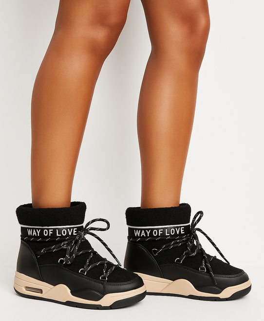 CZARNE OCIEPLANE ŚNIEGOWCE BOTKI PLATFORMA WSUWANE DOROMA