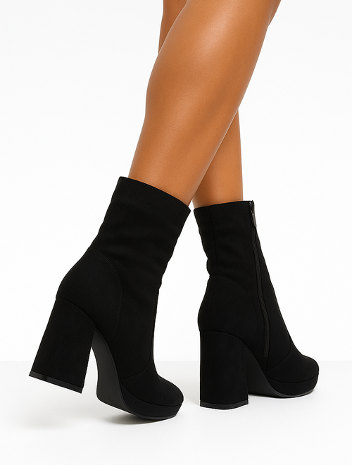 CZARNE OCIEPLANE DAMSKIE BOTKI NA SŁUPKU ZAMSZOWE BRITA 5