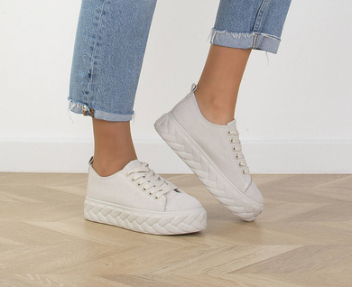 BEŻOWE SNEAKERSY TRAMPKI GRUBA PODESZWA MASSY