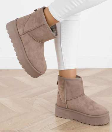 BEŻOWE OCIEPLANE ŚNIEGOWCE BOTKI NA PLATFORMIE BINI