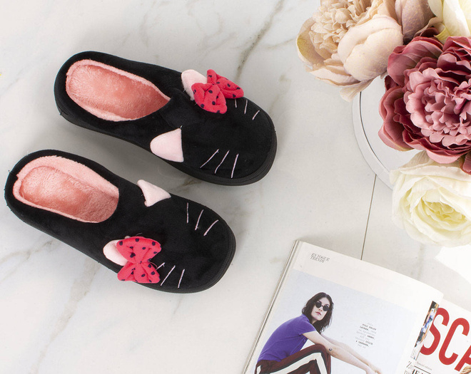 CZARNE OCIEPLANE KAPCIE KLAPKI DOMOWE PUFFY 6