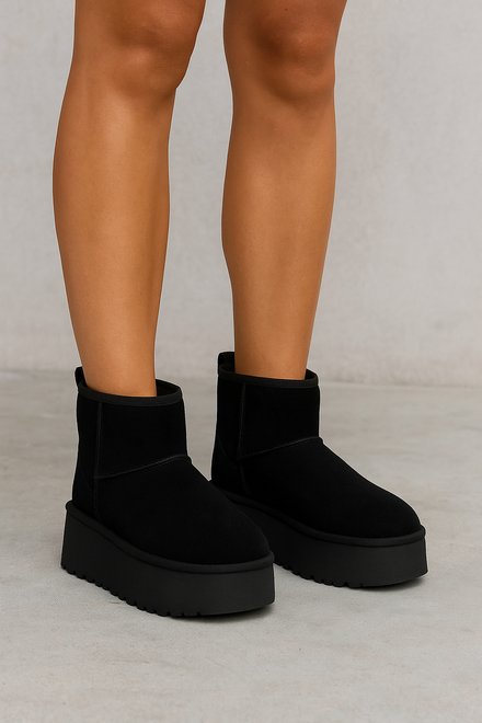 CZARNE OCIEPLANE ŚNIEGOWCE BOTKI NA PLATFORMIE EDDIE 5