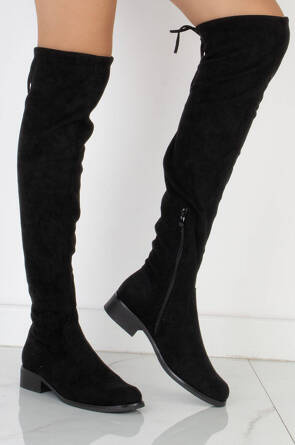 CZARNE ZAMSZOWE KOZAKI ZA KOLANO KLASYCZNE LURINA