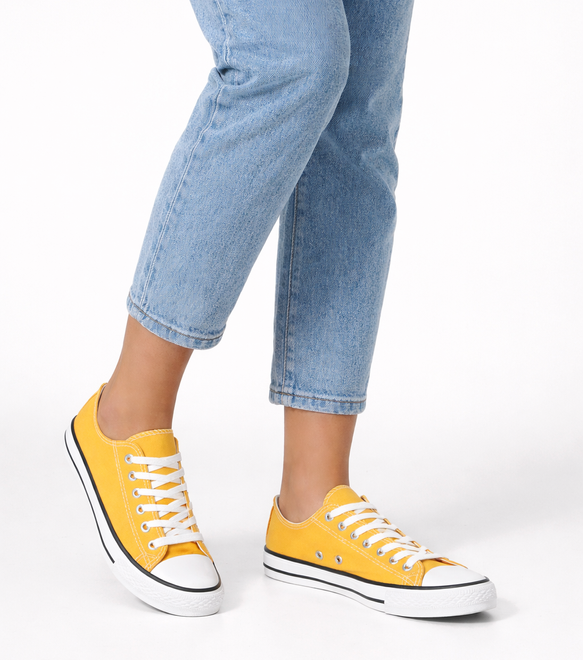 ŻÓŁTE KLASYCZNE NISKIE TRAMPKI TENISÓWKI SZNUROWANE