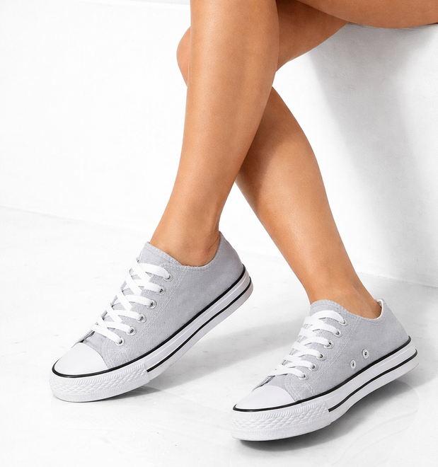 SZARE KLASYCZNE NISKIE TRAMPKI TENISÓWKI SZNUROWANE 7
