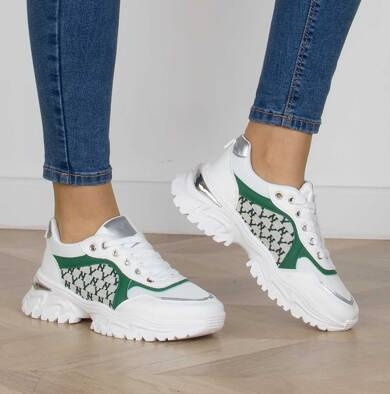 BIAŁE SNEAKERSY SPORTOWE NA PLATFORMIE GRINI