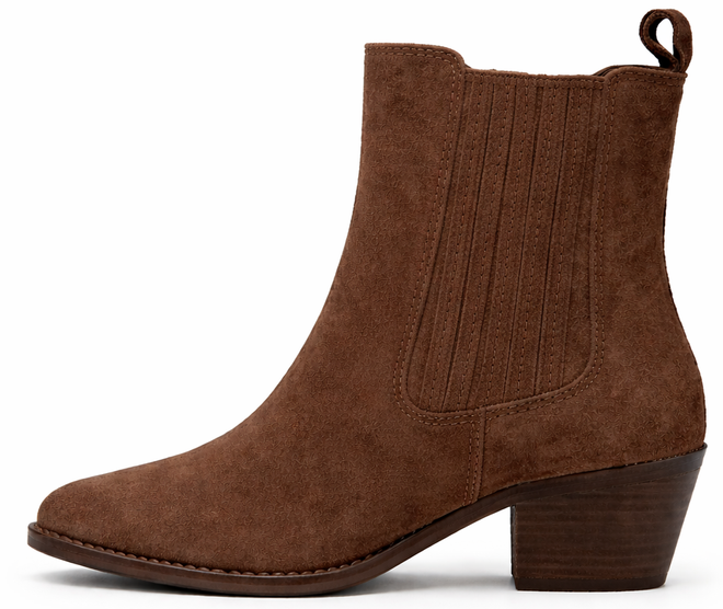 DAMSKIE BRĄZOWE ZAMSZOWE BOTKI KOZAKI NA SŁUPKU ZAMEK 3