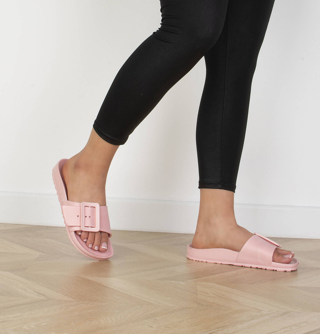 RÓŻOWE KLAPKI Z KLAMRĄ PROFILOWANE URIEL 5
