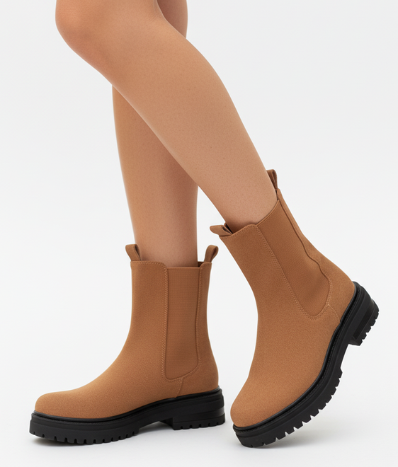 DAMSKIE CAMEL ZAMSZOWE BOTKI TRAPERY ZA KOSTKĘ GALANDIA 5