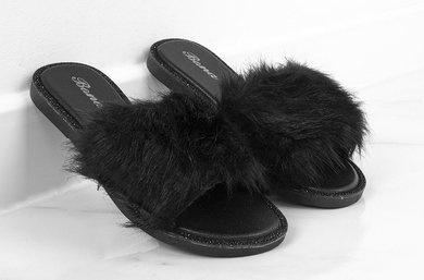 CZARNE GUMOWE KLAPKI Z FUTERKIEM MAREL