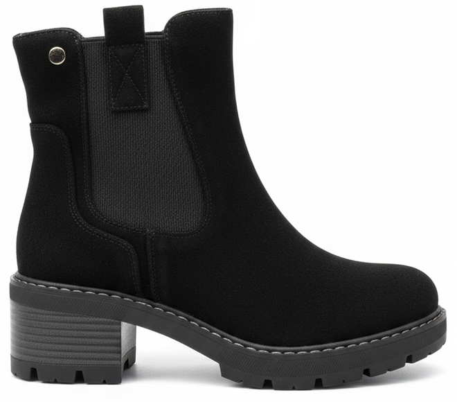 DAMSKIE CZARNE ZAMSZOWE BOTKI TRAPERY OCIEPLANE LAVENA 1