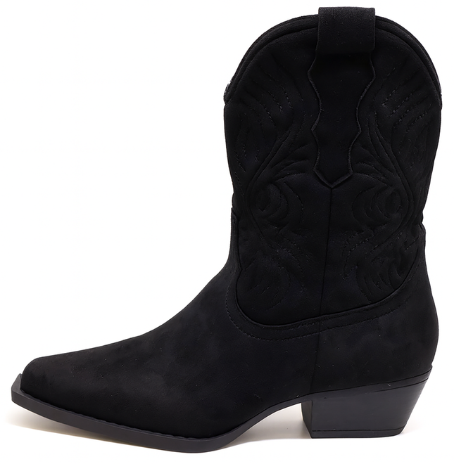 CZARNE ZAMSZOWE WYSOKIE KOWBOJKI BOTKI OBCAS ERANI 3