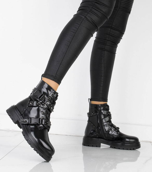 CZARNE TRAPERY BOTKI OCIEPLANE WORKERY Z DŻETAMI 6