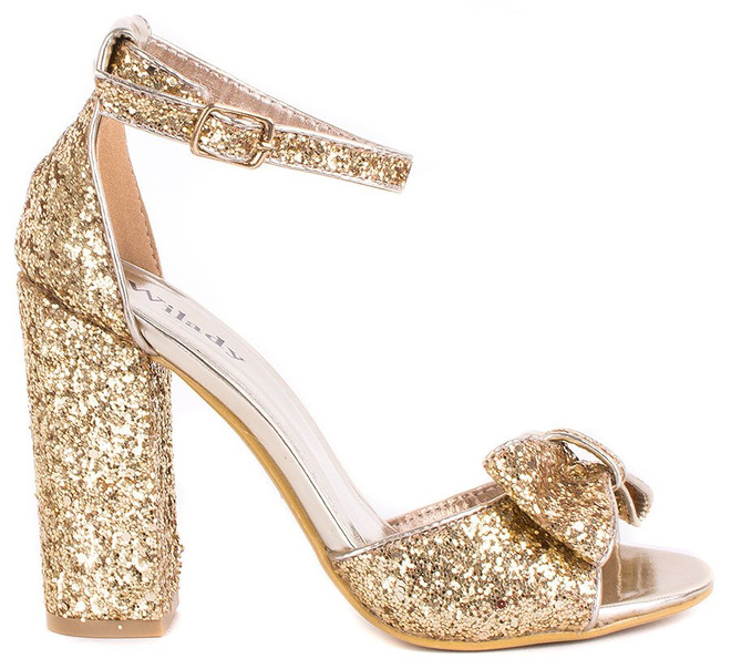 ZŁOTE BŁYSZCZĄCE SANDAŁY NA SŁUPKU MARGITA 1