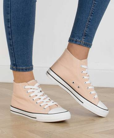 RÓŻOWE WYSOKIE TRAMPKI KLASYCZNE SZNUROWANE CONVER