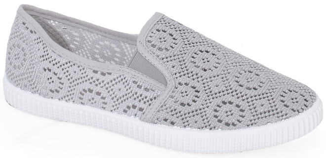 SZARE KORONKOWE BALERINKI TENISÓWKI WSUWANE ALMOR 1