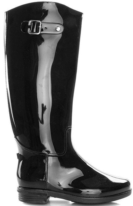 CZARNE WYSOKIE BŁYSZCZĄCE KALOSZE 1