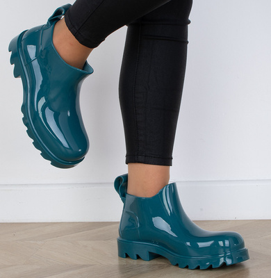 NIEBIESKIE DAMSKIE KRÓTKIE KALOSZE LAKIEROWANE WINSLOW