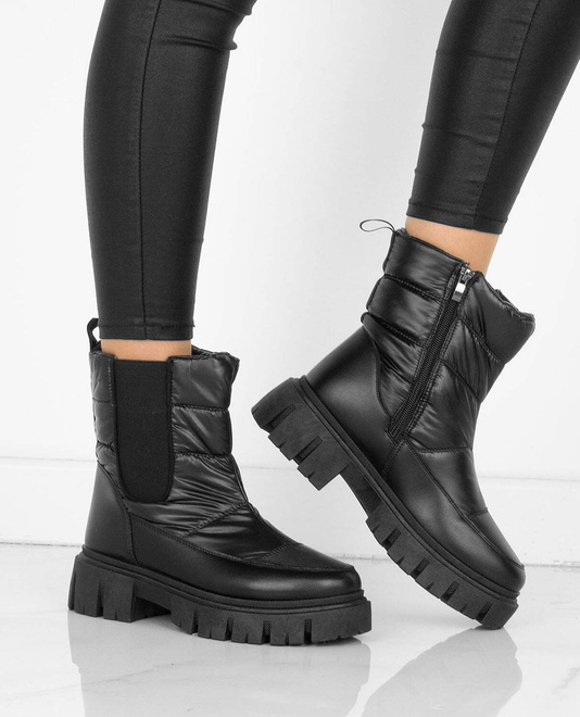 CZARNE ŚNIEGOWCE BOTKI  OCIEPLANE NA PLATFORMIE 8