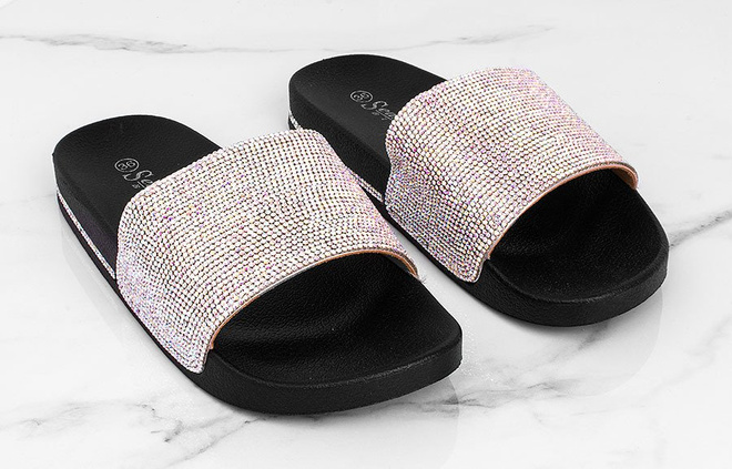 CZARNE GUMOWE KLAPKI Z CYRKONIAMI KATIS