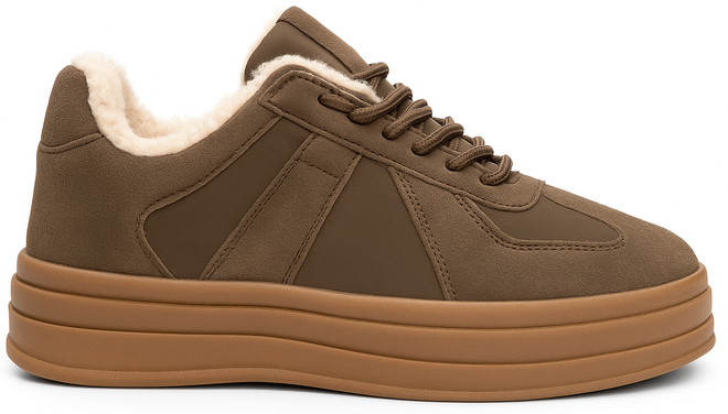 BRĄZOWE SNEAKERSY OCIEPLANE BOTKI EKOSKÓRA ROZA 1