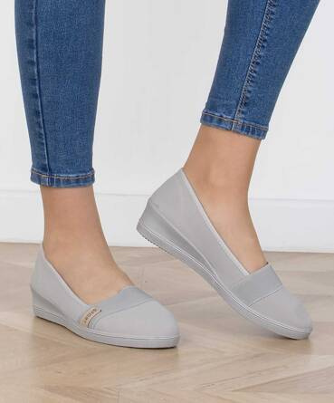 SZARE TENISÓWKI BALERINKI NA KOTURNIE WYGODNE RIZA